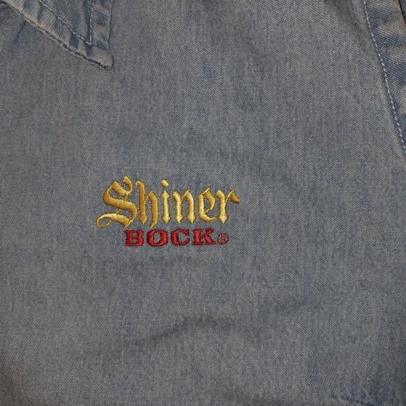 Shiner Bock womens sleeveless denim button down sz M - Picture 2 of 4